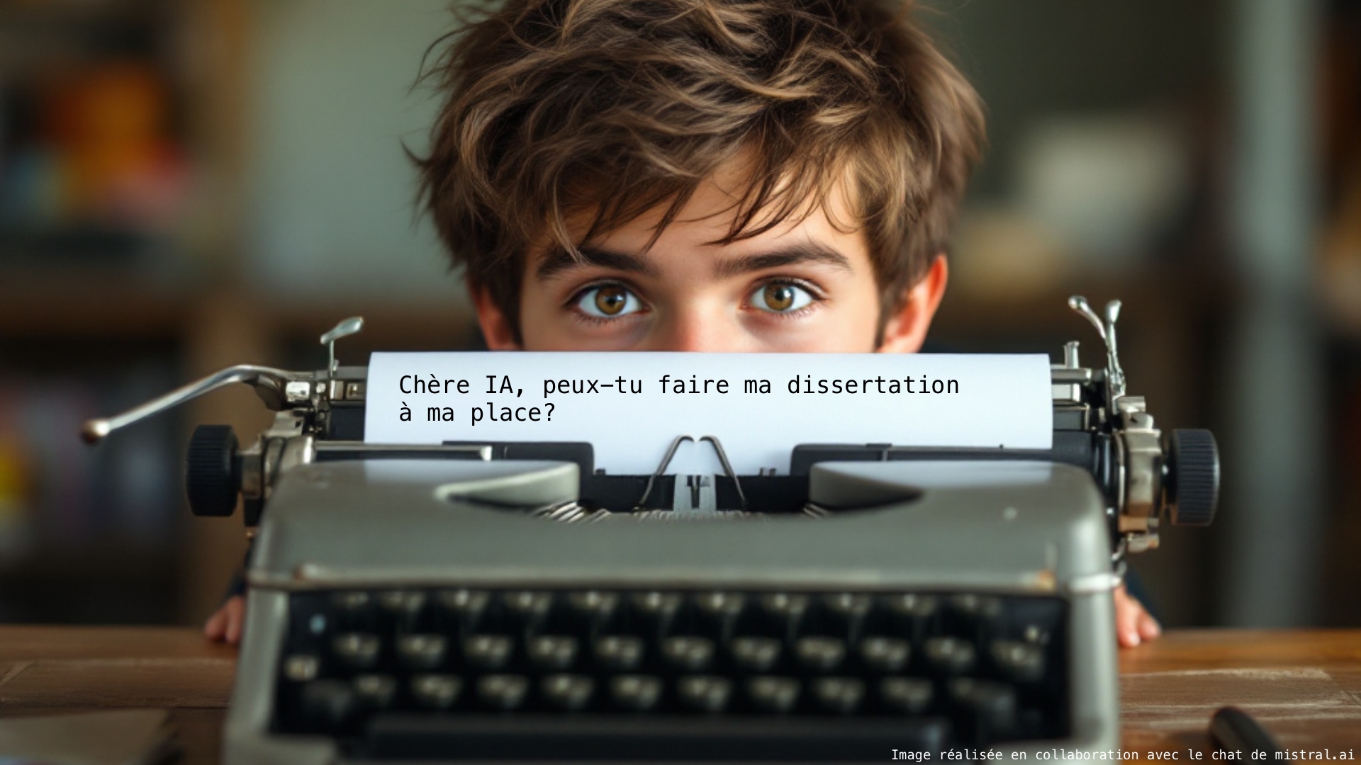 Illustration d'un élève utilisant une IA pour faire faire son travail